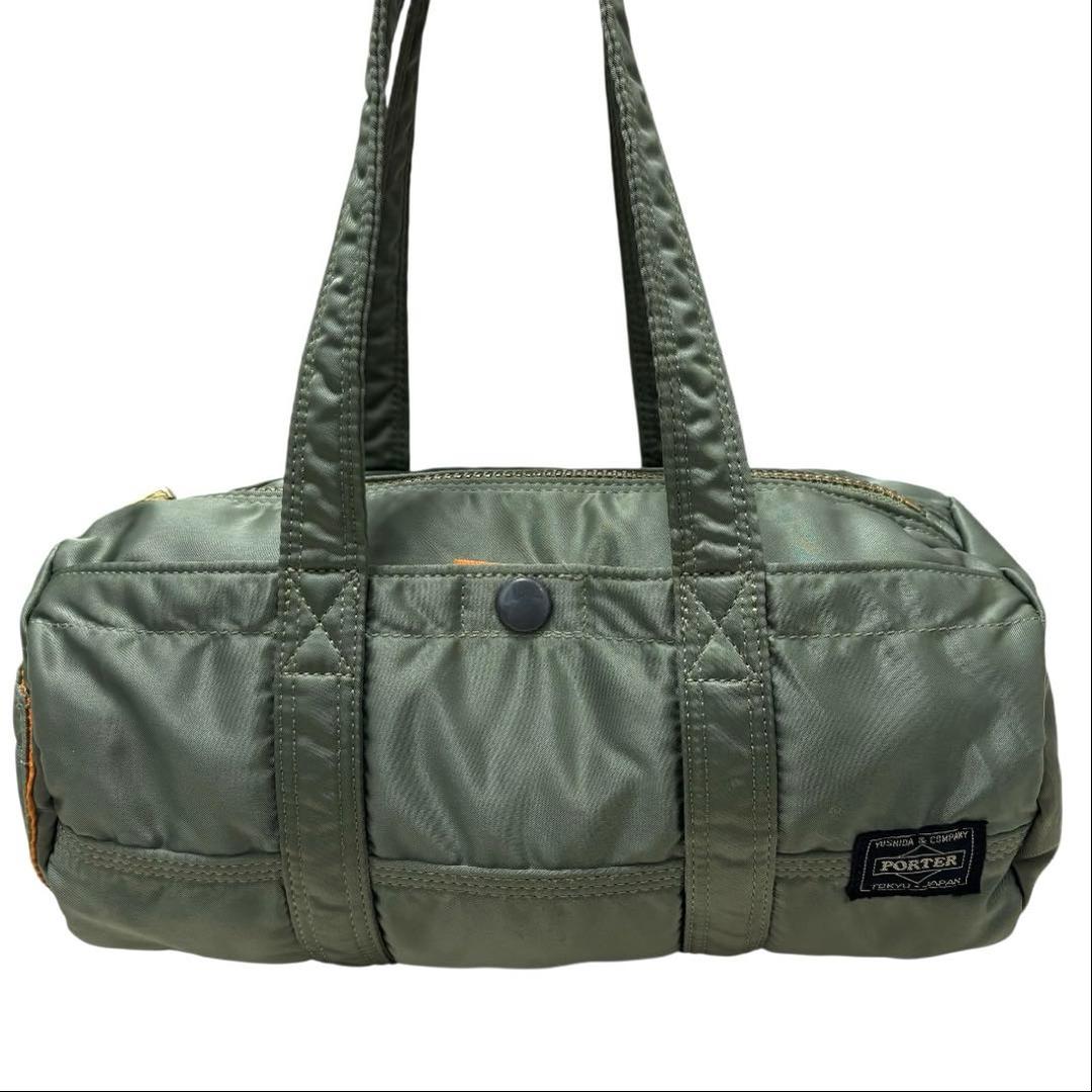 極美品 ポーター PORTER タンカー ミニボストンバッグ セージグリーン S