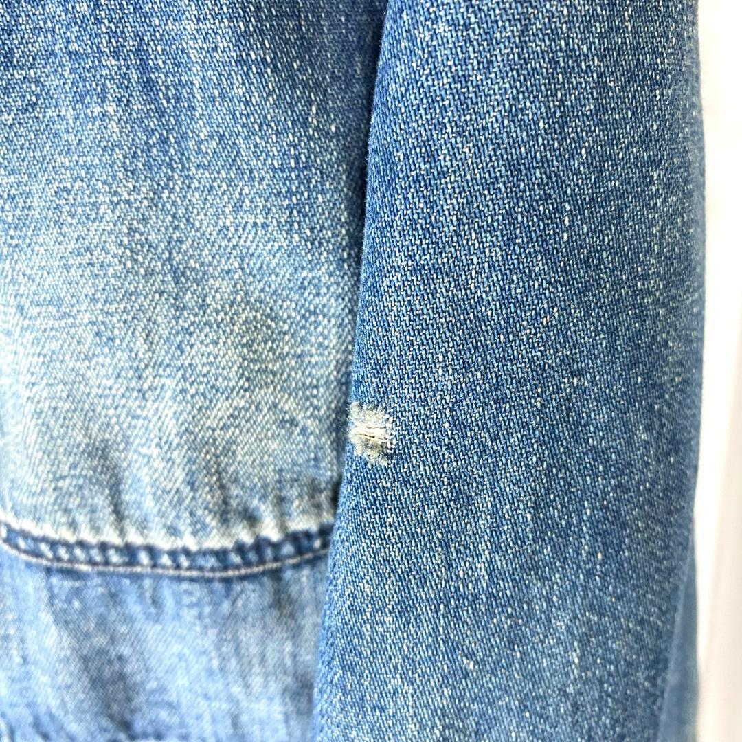 BLUEBLUE メンズS～M ダメージ加工 薄中綿入り 裏付き カバーオール