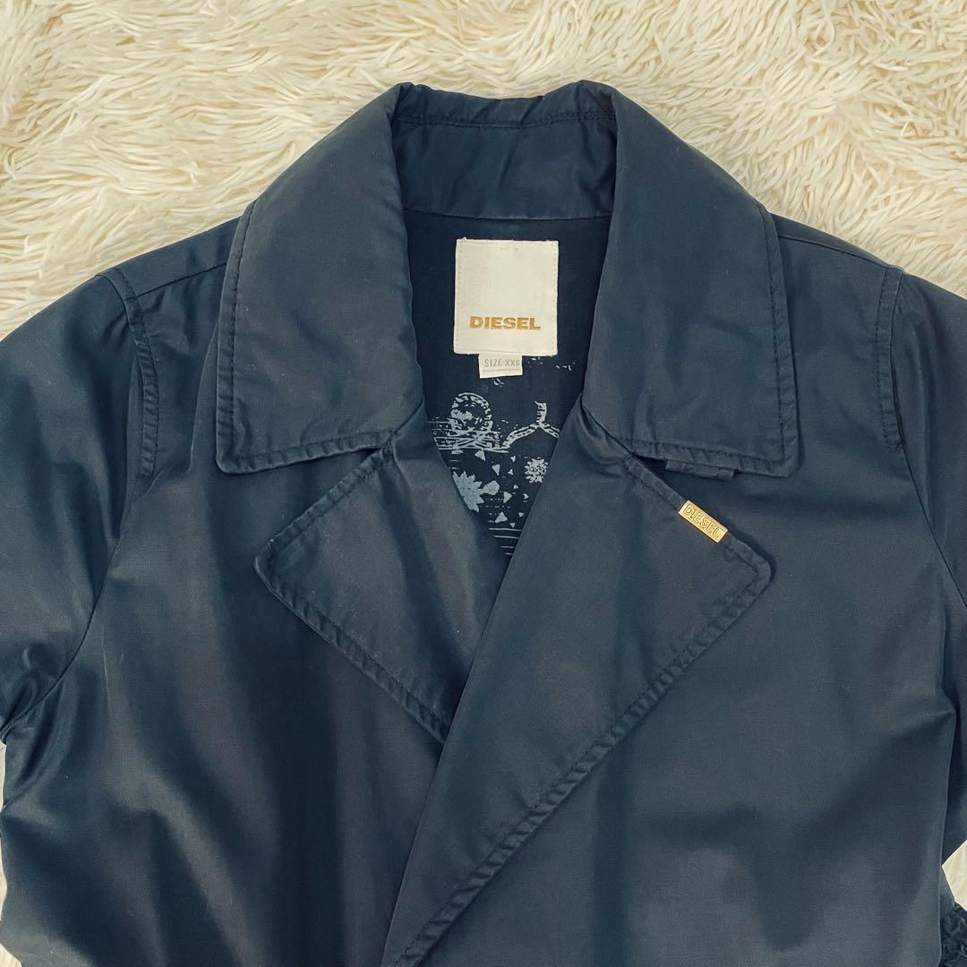 DIESEL/ディーゼル　Aライントレンチコート　ロング丈　黒　ブラック
