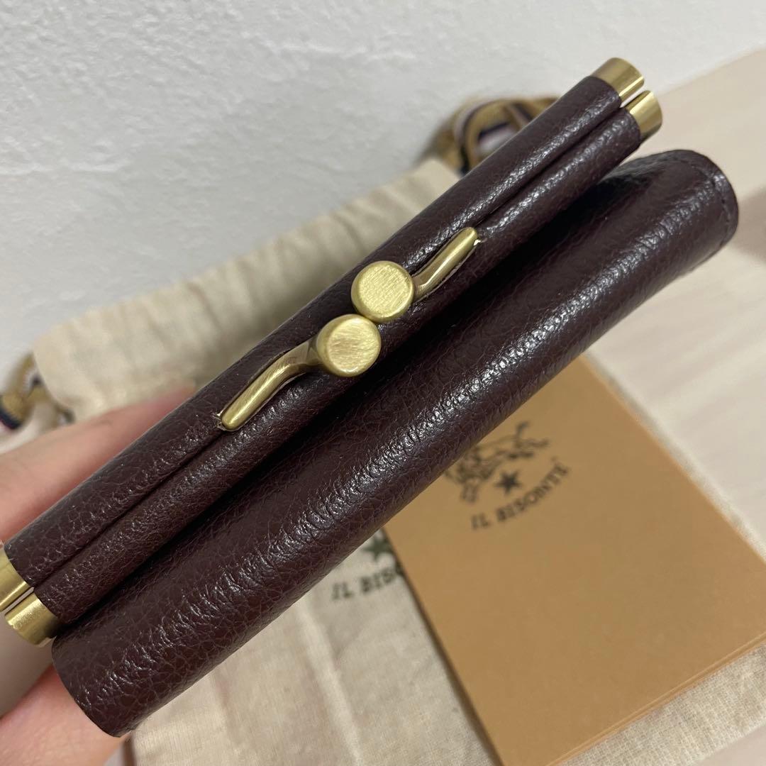 【新品未使用】イルビゾンテ ダークブラウン 三つ折り財布 がま口
