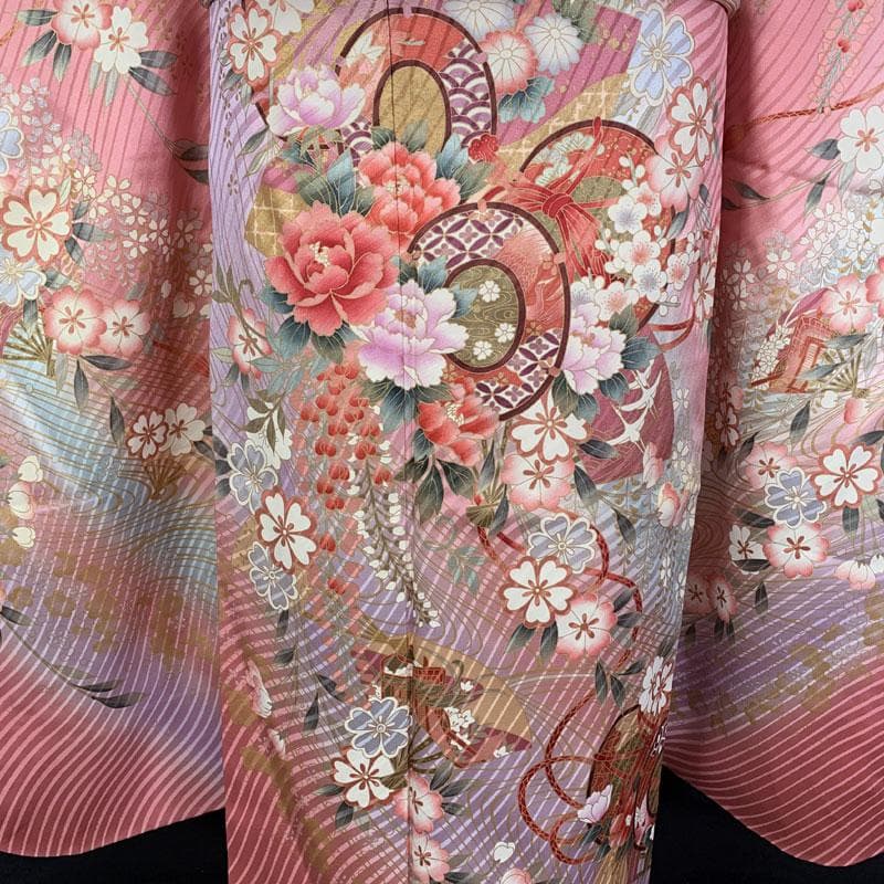 602z34☆振袖 小柄な方にも 古典柄 ピンク☆美品 成人式 結婚式 十三参り