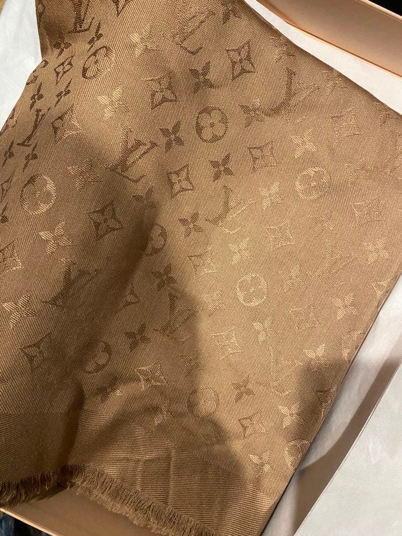 美品 ルイヴィトン 大判ショール モノグラム ベージュ 系