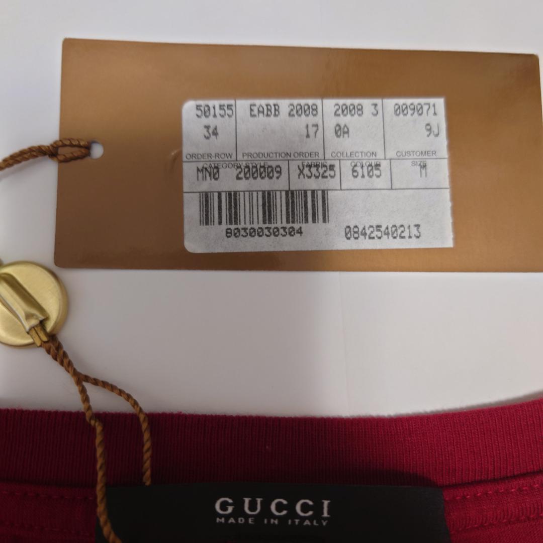 GUCCI　Tシャツ　Made in italy　グッチ　エンジ