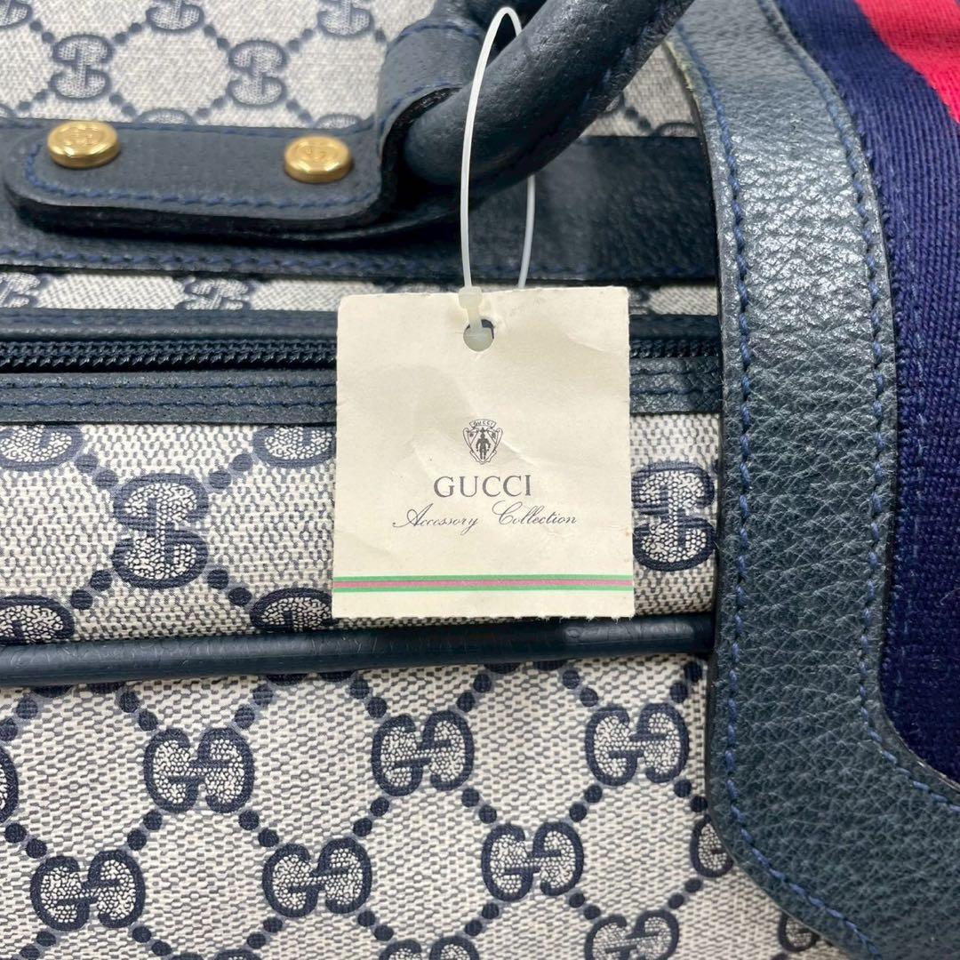 【極美品】 GUCCI グッチ ボストンバッグ トラベルバッグ ネイビー 紺