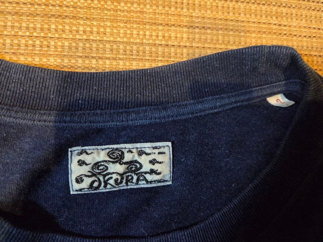 OKURA鬼に金棒インディゴろうけつ染めTシャツ2Mハリウッドランチマーケット