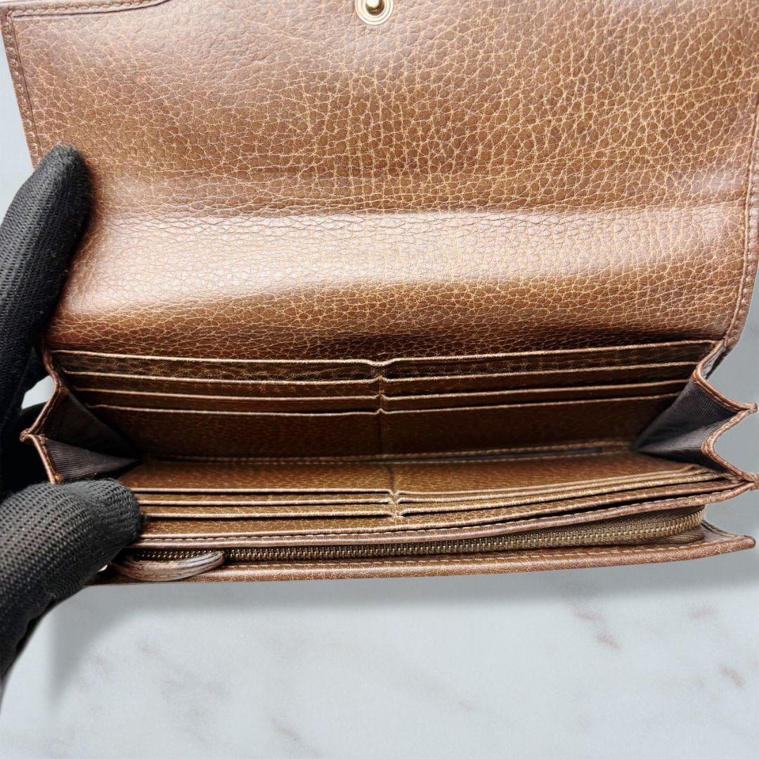 01 美品 GUCCI 長財布 インターロッキング シマ 二つ折り財布 z1
