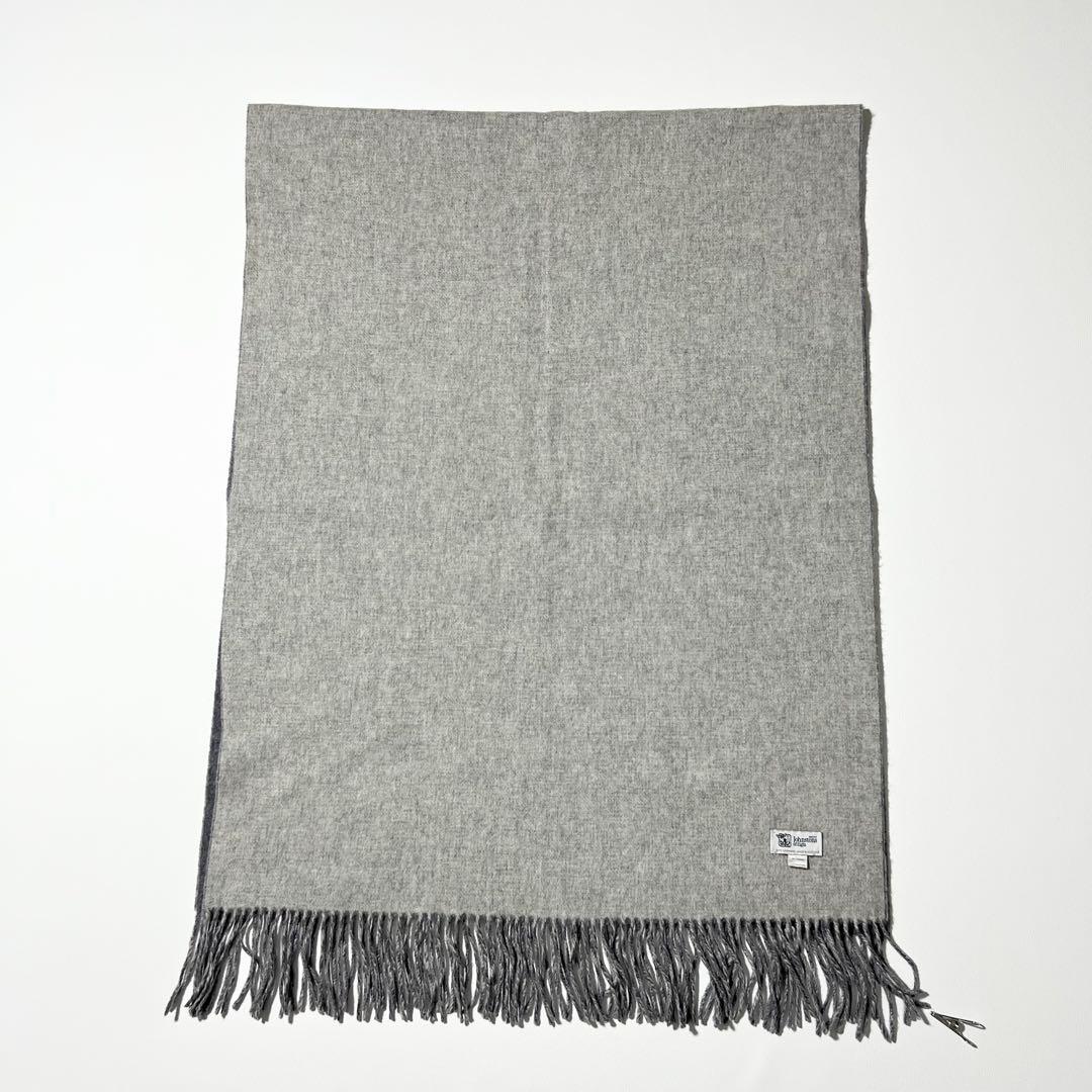 3376【美品】ジョンストンズ　大判ストール バイカラー カシミヤ100％ 厚手
