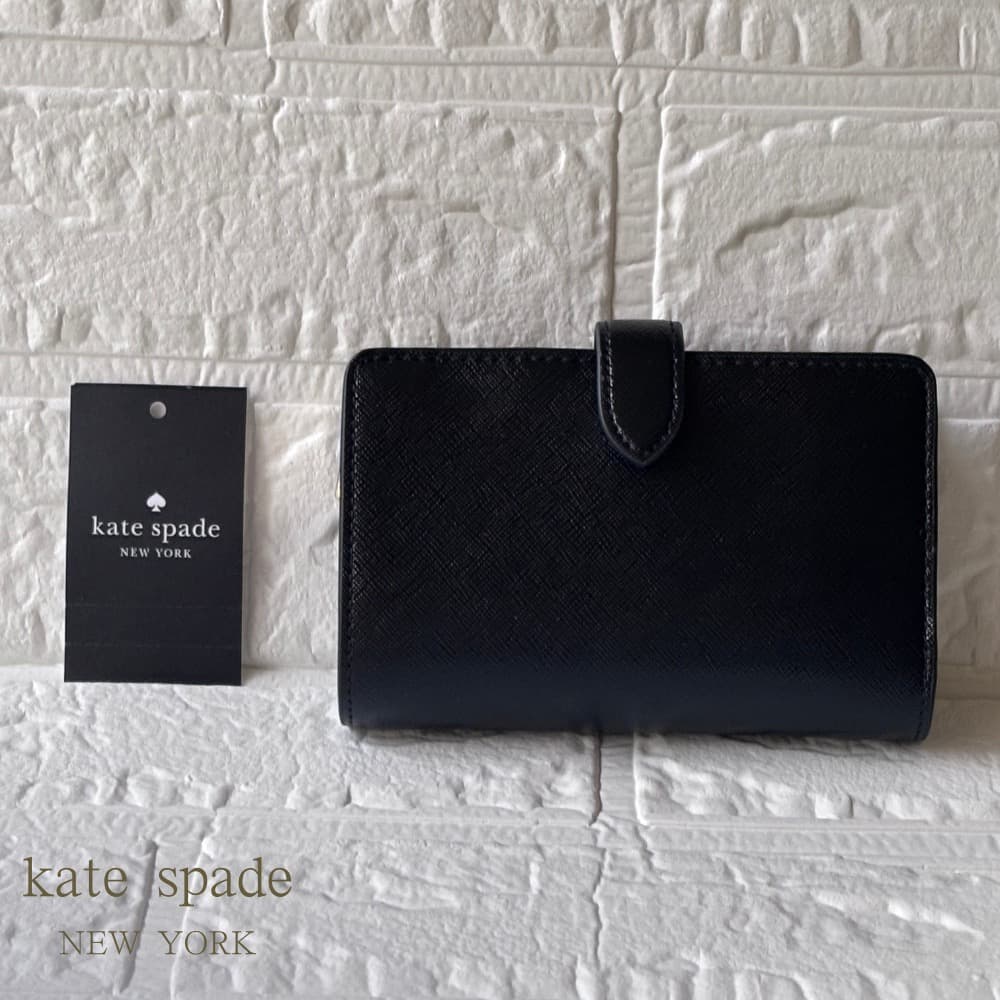 新品 kate spade ブラック 二つ折り財布