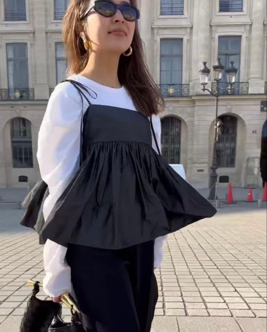⭐︎試着のみ⭐︎Gypsohila ジプソフィア　パフパフキャミ　チャコールグレー