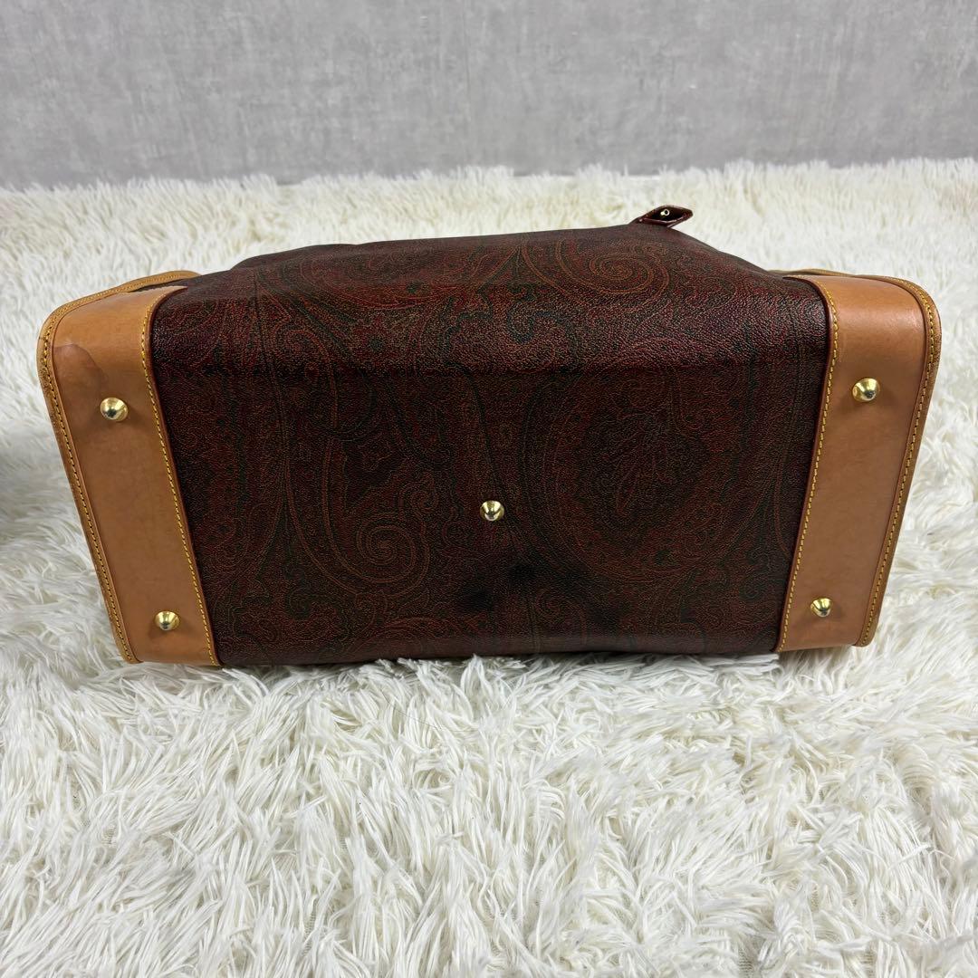 Etro エトロ　ボストンバッグ　千鳥柄　南京錠　ゴールド金具