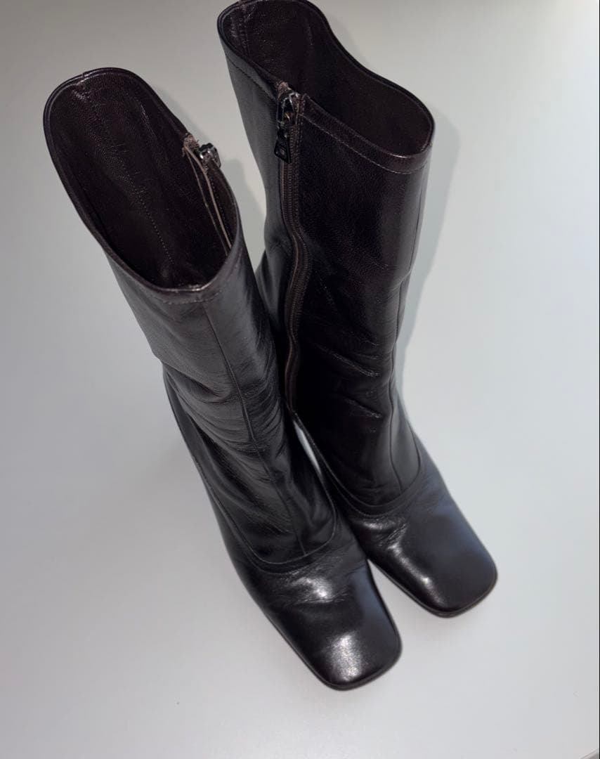 専用　Prada Sqare Toe Leather Boots IT37