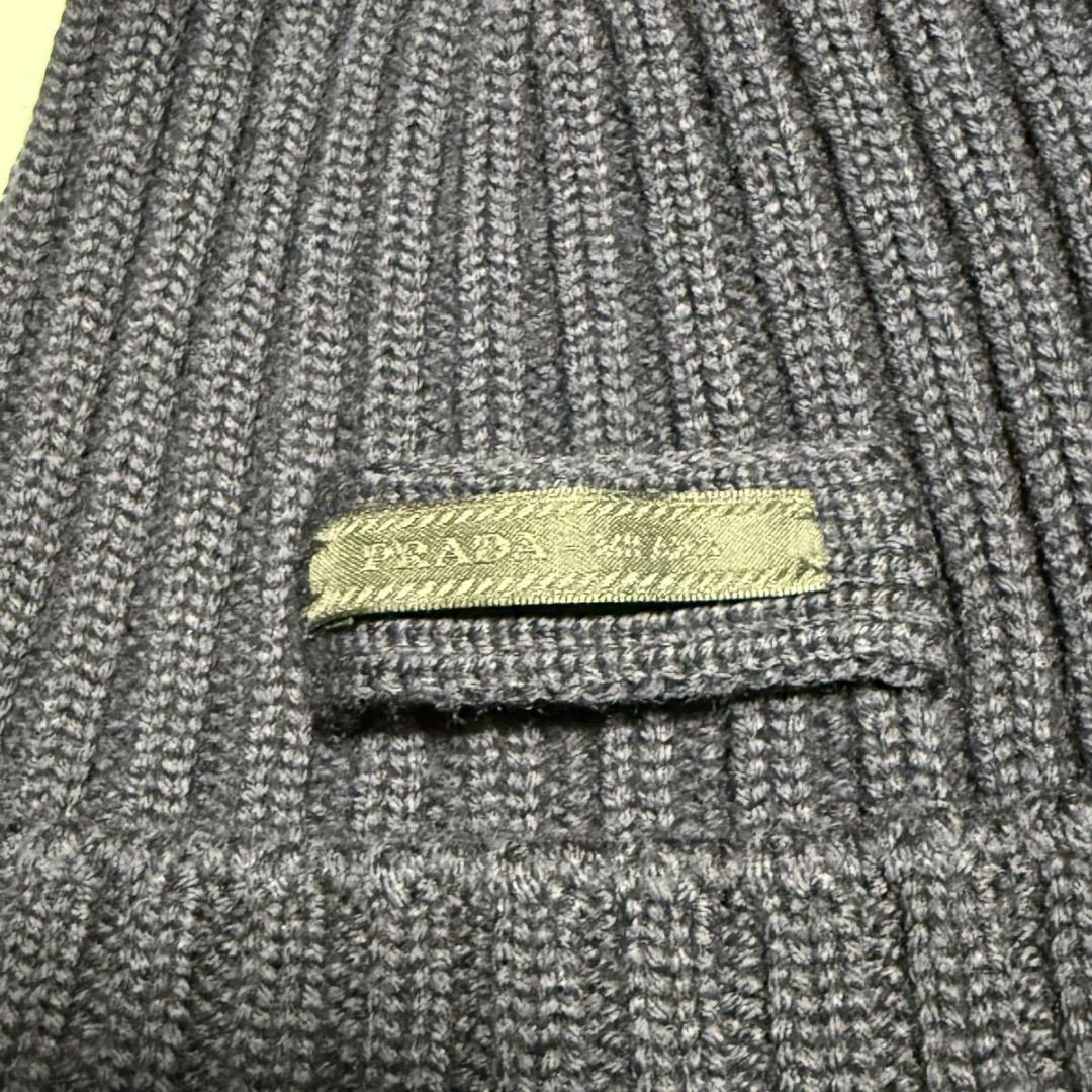 新品未使用タグ付き【PRADA 】ニット帽 ネイビー M メンズレディース