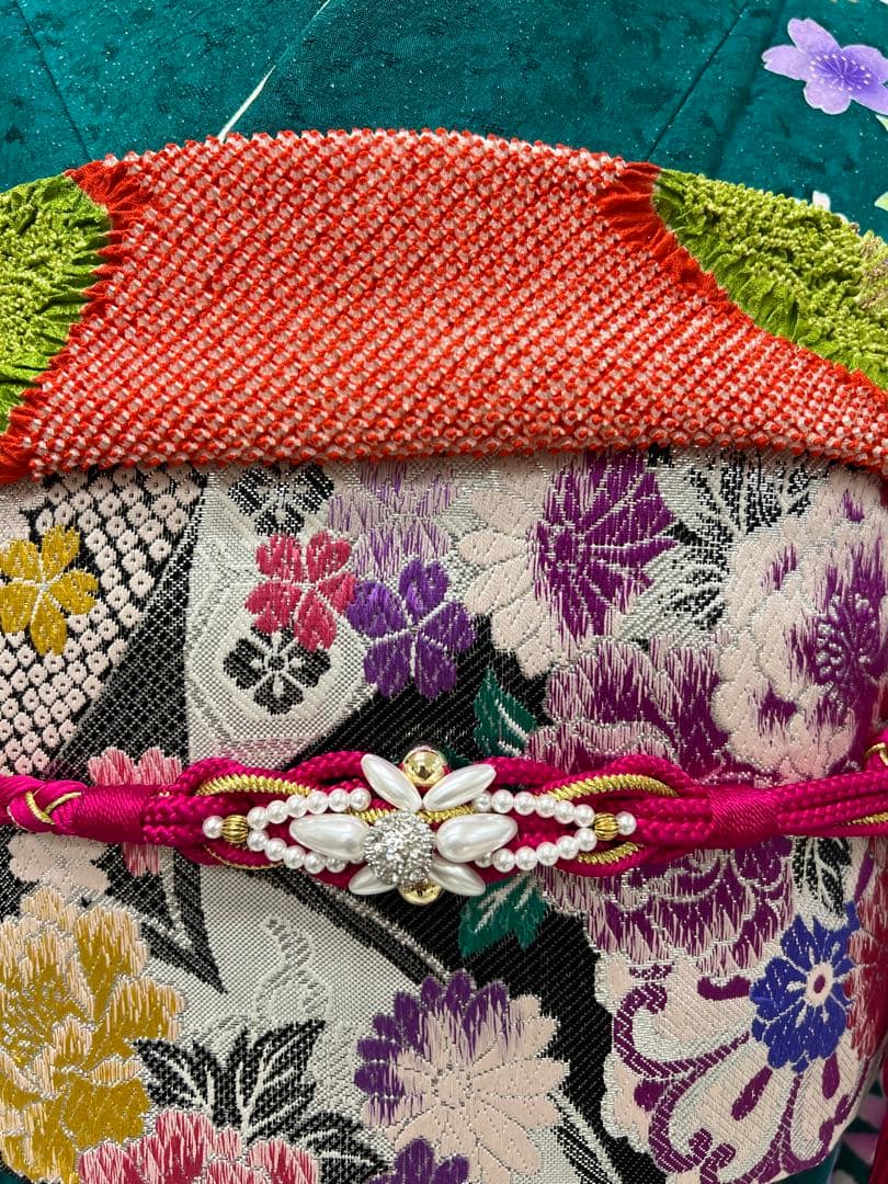 振り袖　フルセット　別誂長襦袢　成人式　エメラルド　金彩　刺繍　銀通し　766