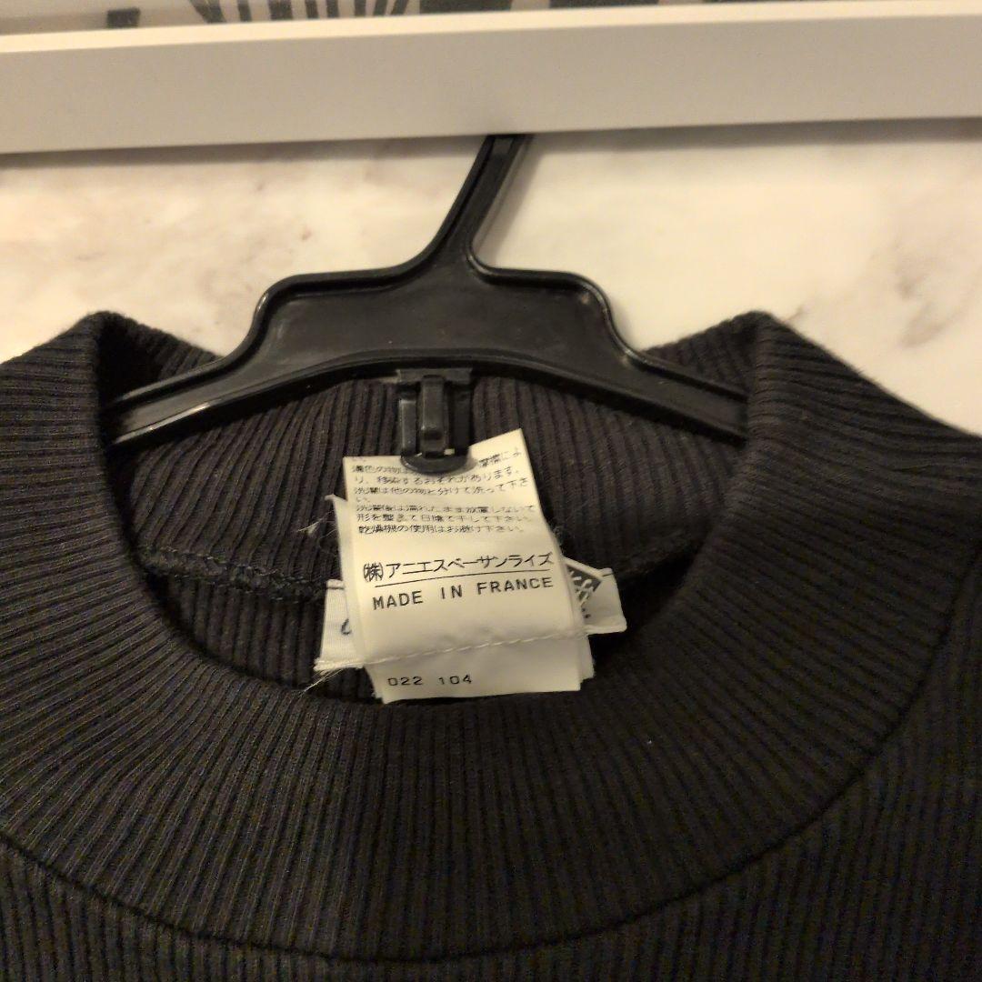 アニエスベー　黒 リブ編み クルーネック Tシャツ　値下げ不可