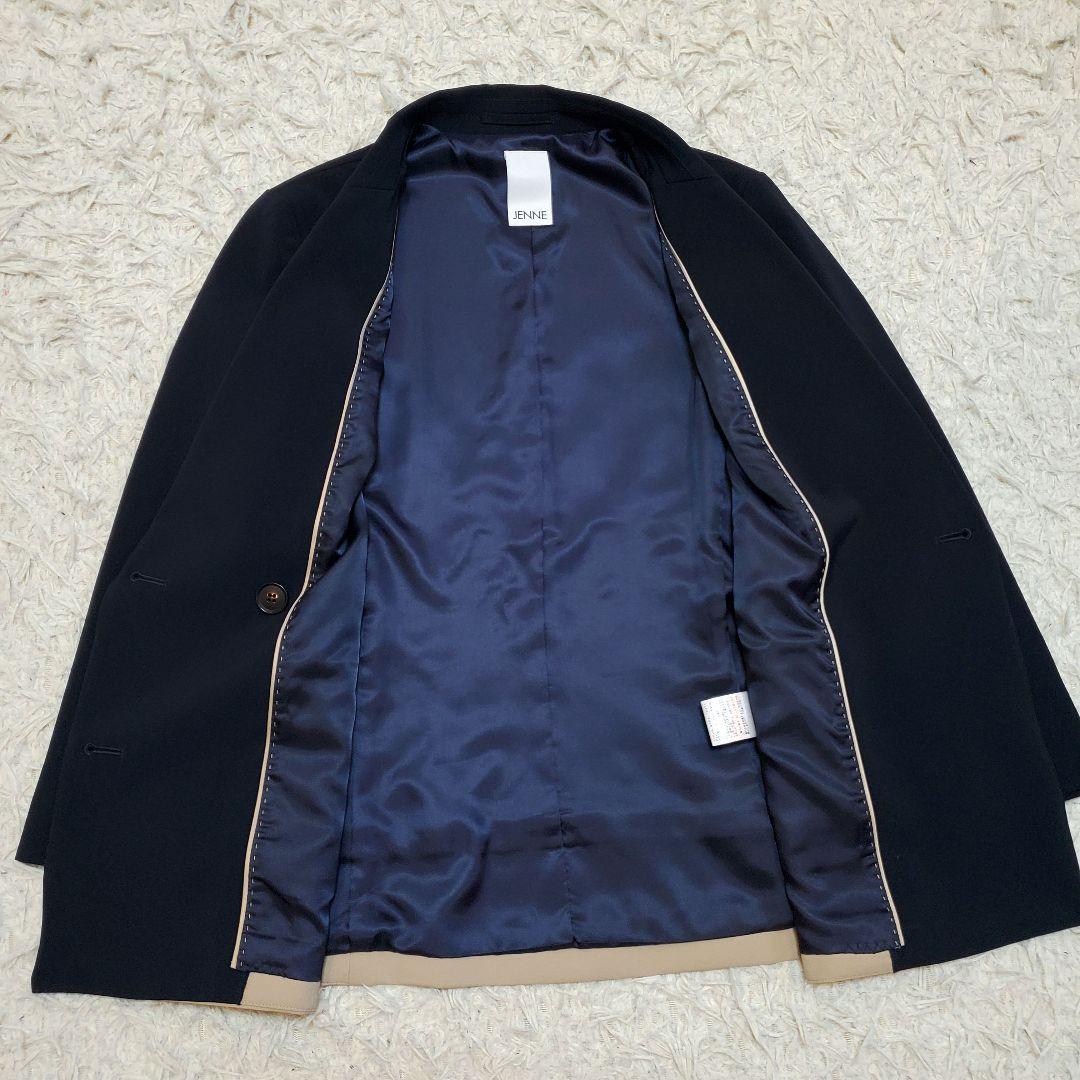 JENNE 極美品 近年 バイカラージャケット ネイビー 金ボタン