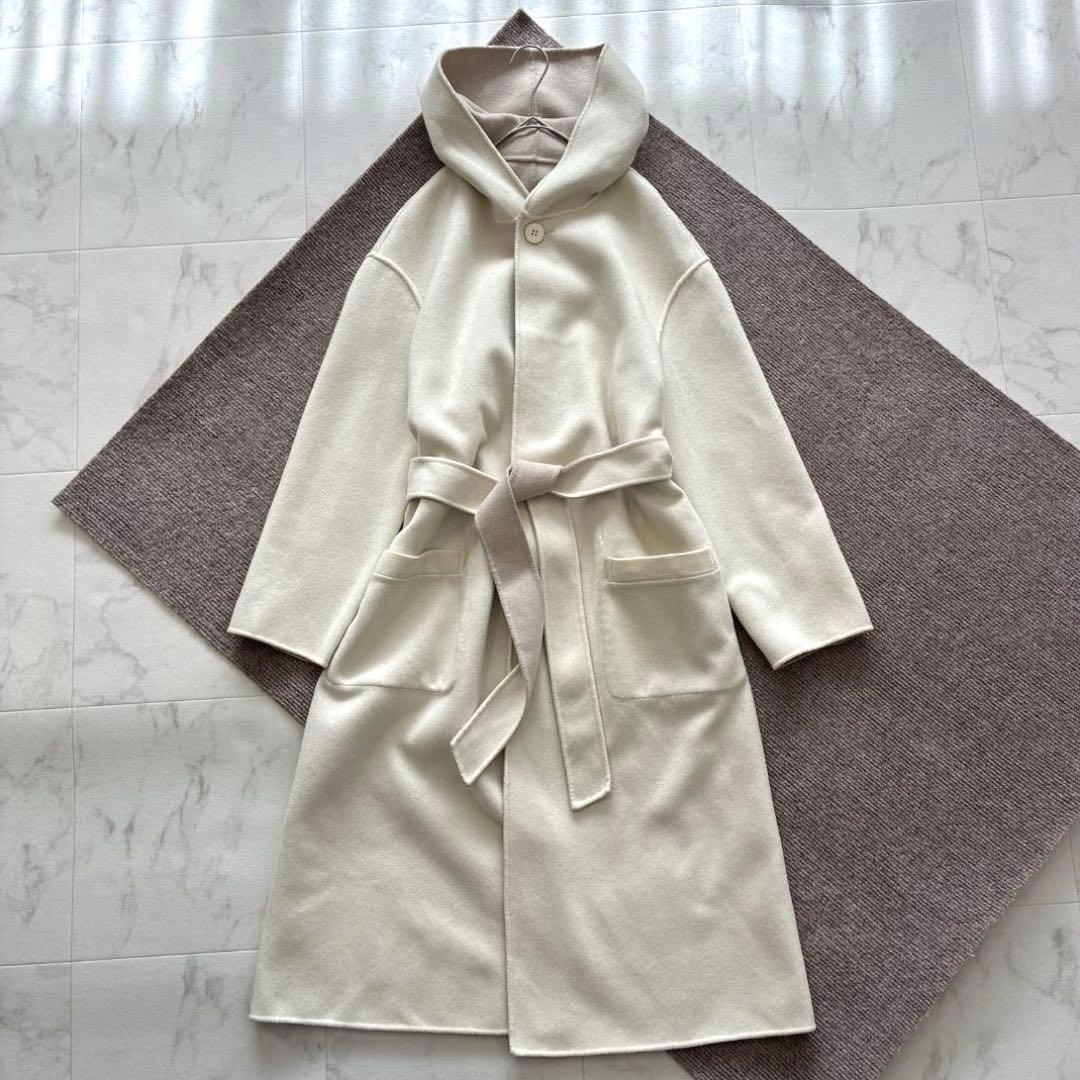 美品 SHIPS♡ウール カシミヤ リバーシブル リバーコート 白×ピンク