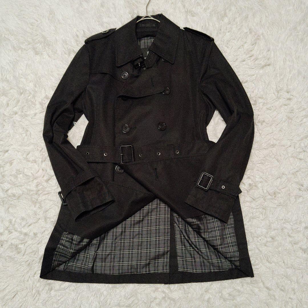 【美品】バーバリーブラックレーベル☆ノバチェック　トレンチコート　ブラック