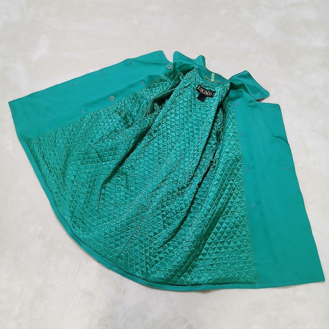 【希少色】ESCADA ベルト付トレンチコート 中綿入り ターコイズグリーン