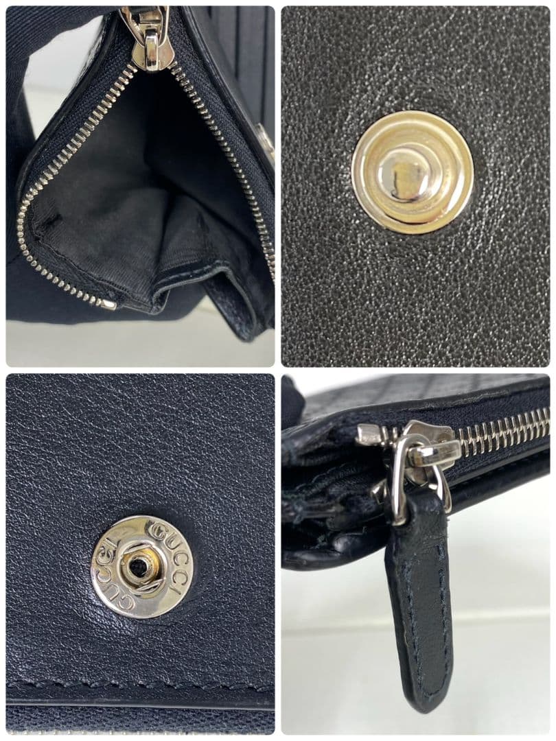 ✨️美品 GUCCI 二つ折り財布 マイクロシマ エンボス レザー 黒