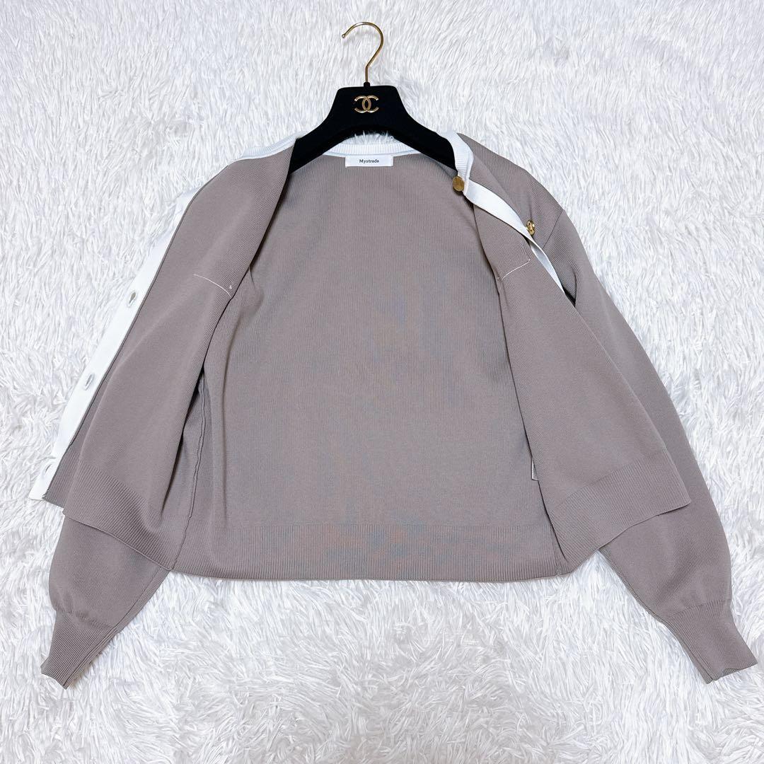 マイストラーダ 配色アンサンブル 38 金ボタン グレージュ　美品