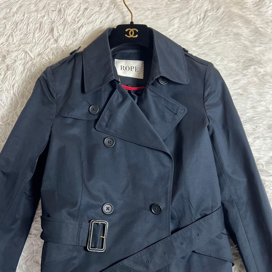 美品 ROPE 4wayトレンチコート ラクーンファー ライナー ネイビー 38