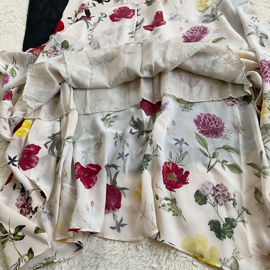美品　セオリー　フラワープリントワンピース イレギュラーヘム 花柄　ボタニカル
