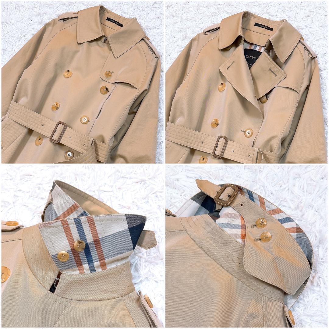 100年コート【極美品】サンヨー クラシックトレンチコート 三陽格子 ライナー付