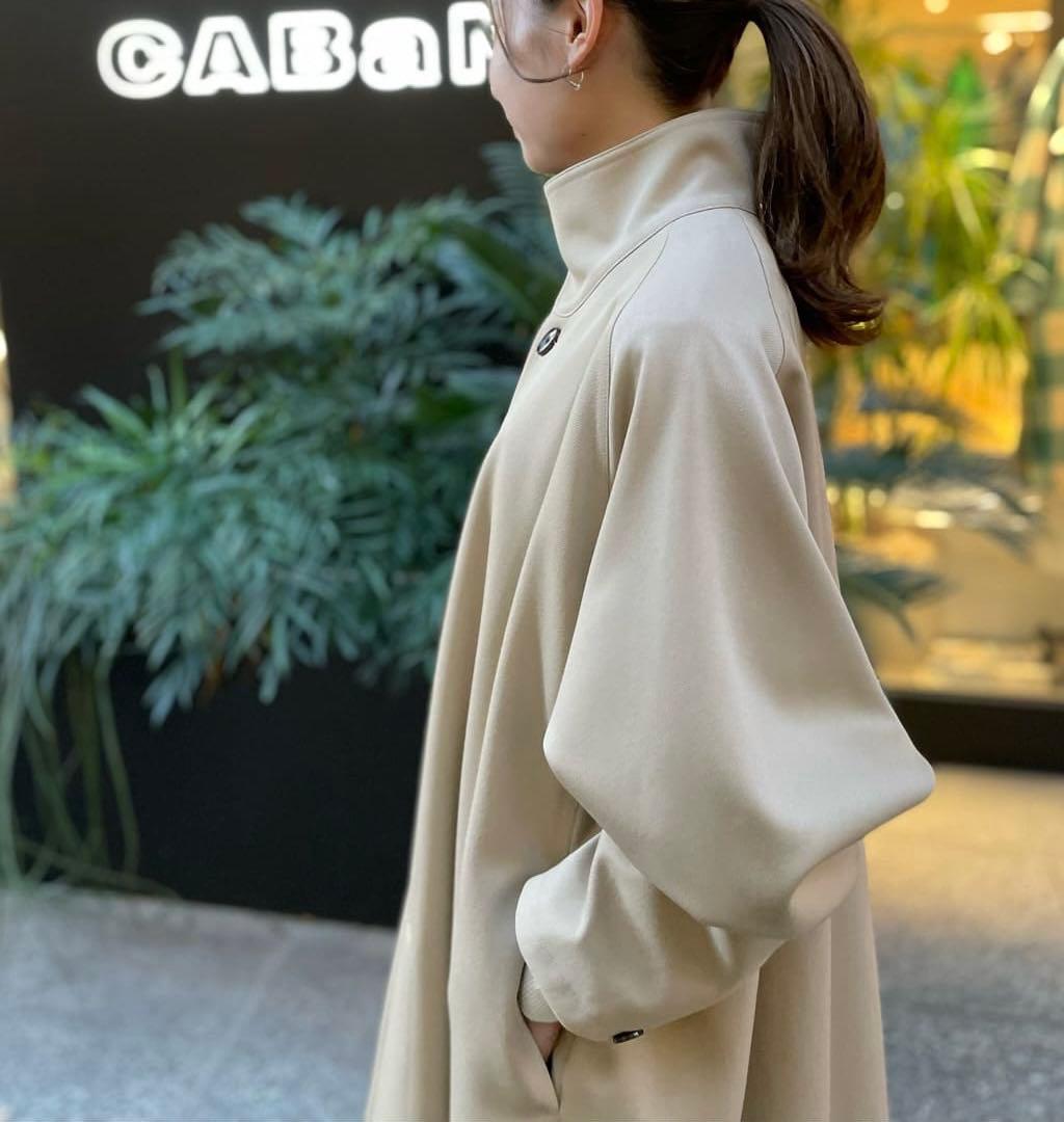 名品 定価11万 CABaN ウールギャバジン スタンドカラーコート ベージュS