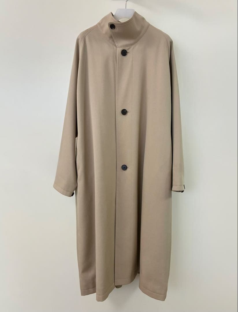 名品 定価11万 CABaN ウールギャバジン スタンドカラーコート ベージュS
