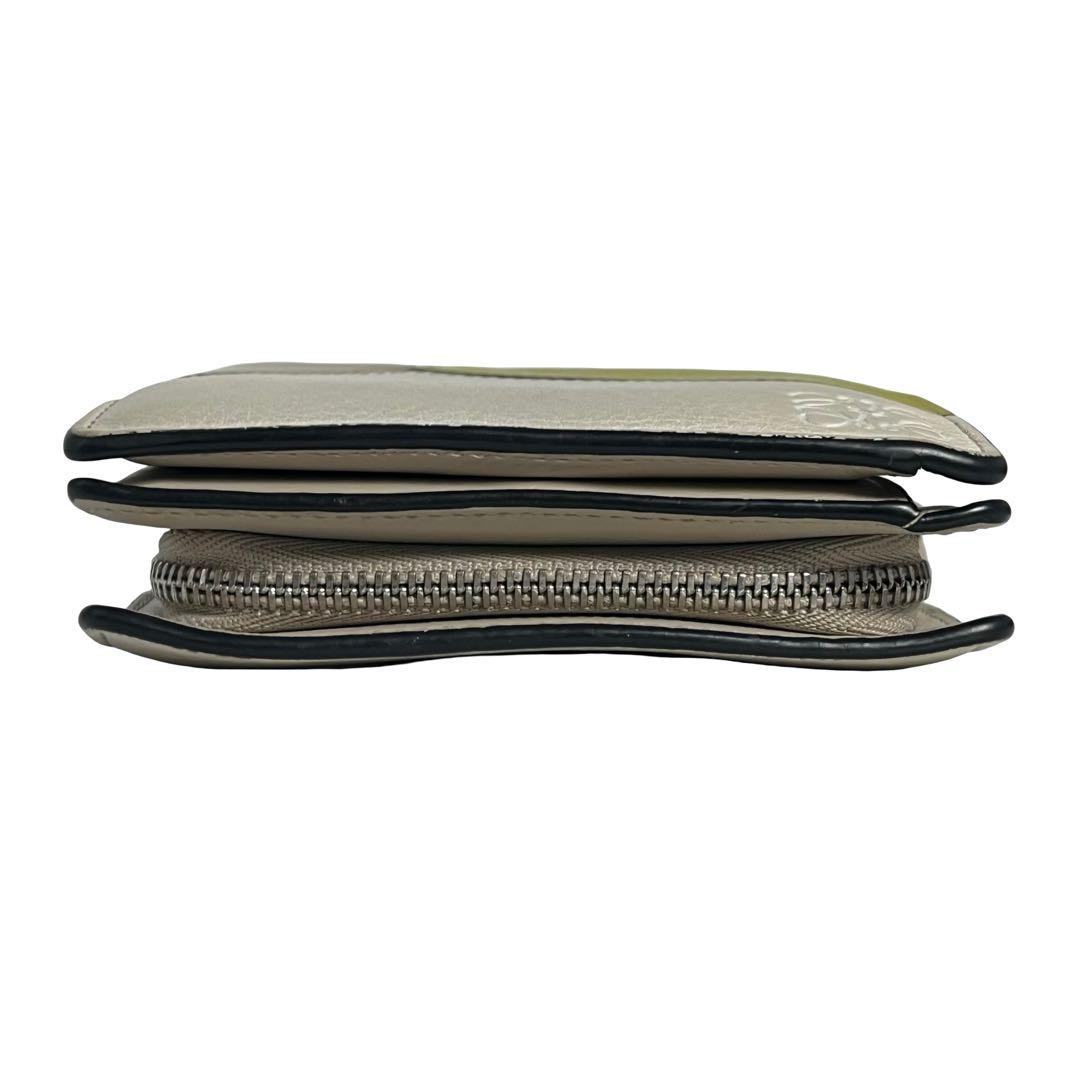 希少✨ロエベ 二つ折り財布 パズル レザー アナグラム ロゴ型押し バイカラー