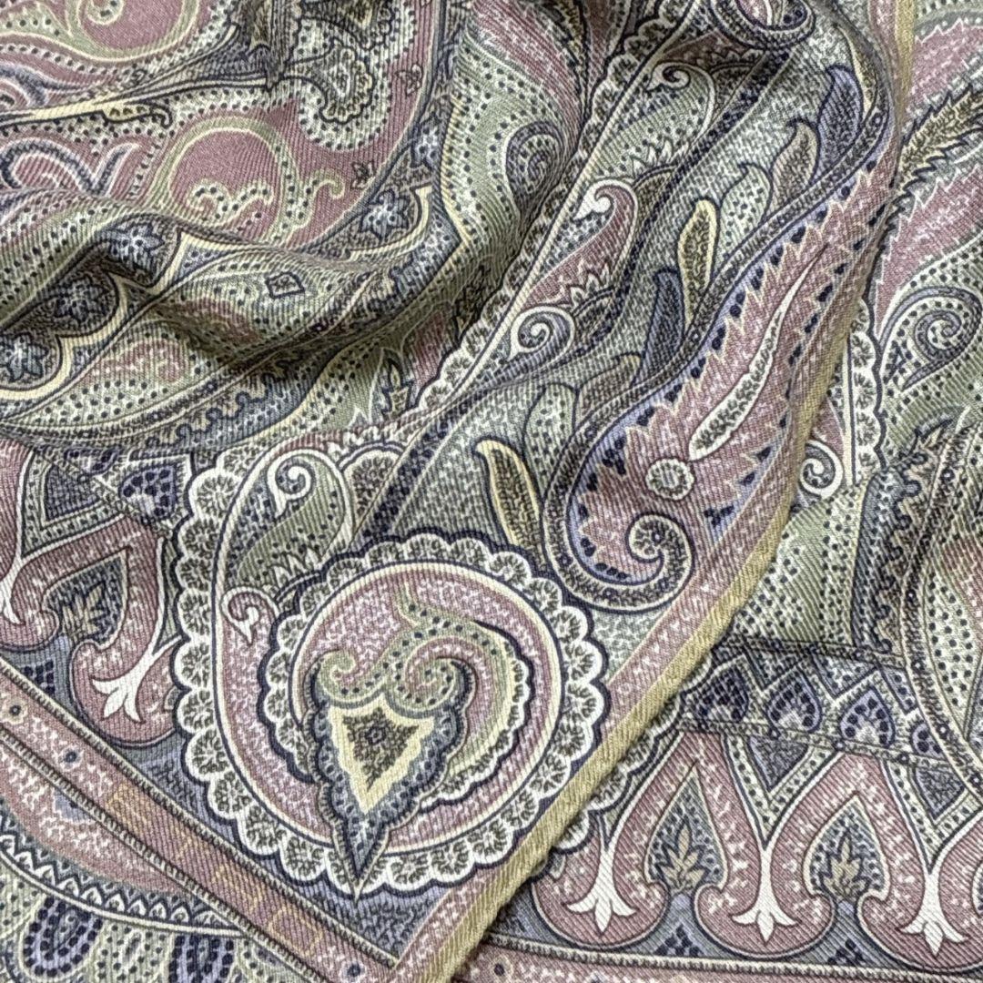 【極美品】ETRO エトロ ペイズリー柄 大判ストール スカーフ ロゴ