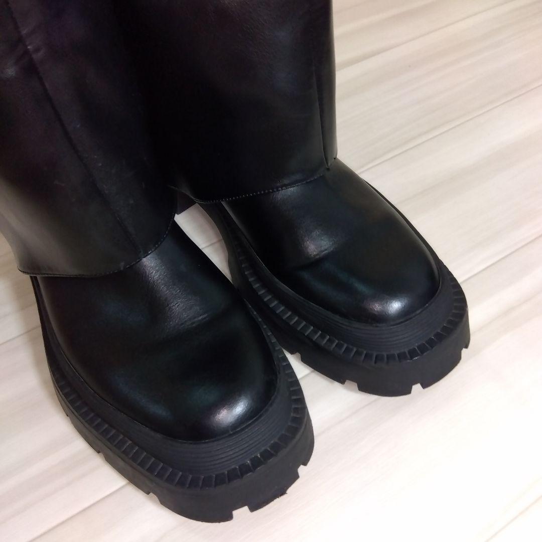 ZARA ザラ ニーハイゲートル黒ブラックロングブーツ38