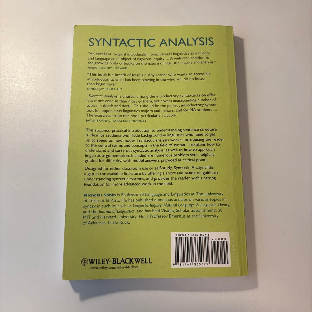語学・辞書・学習参考書 SYNTACTIC ANALYSIS THE BASICS