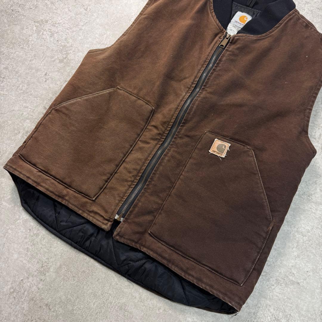 希少■carhartt カーハート 00s ダックベスト フェード 雰囲気◎