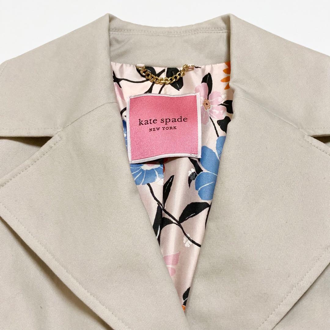 kate spade トレンチコート リボンベルト 花柄 Mサイズ相当