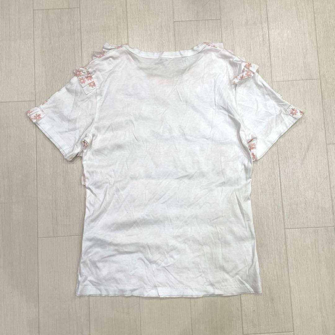 cccmalie シーマリー フロッキー花柄 フリルTシャツ 38 ピンク 美品