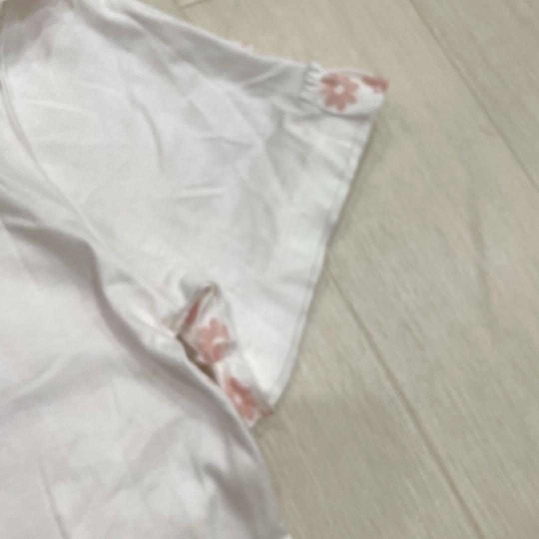 cccmalie シーマリー フロッキー花柄 フリルTシャツ 38 ピンク 美品