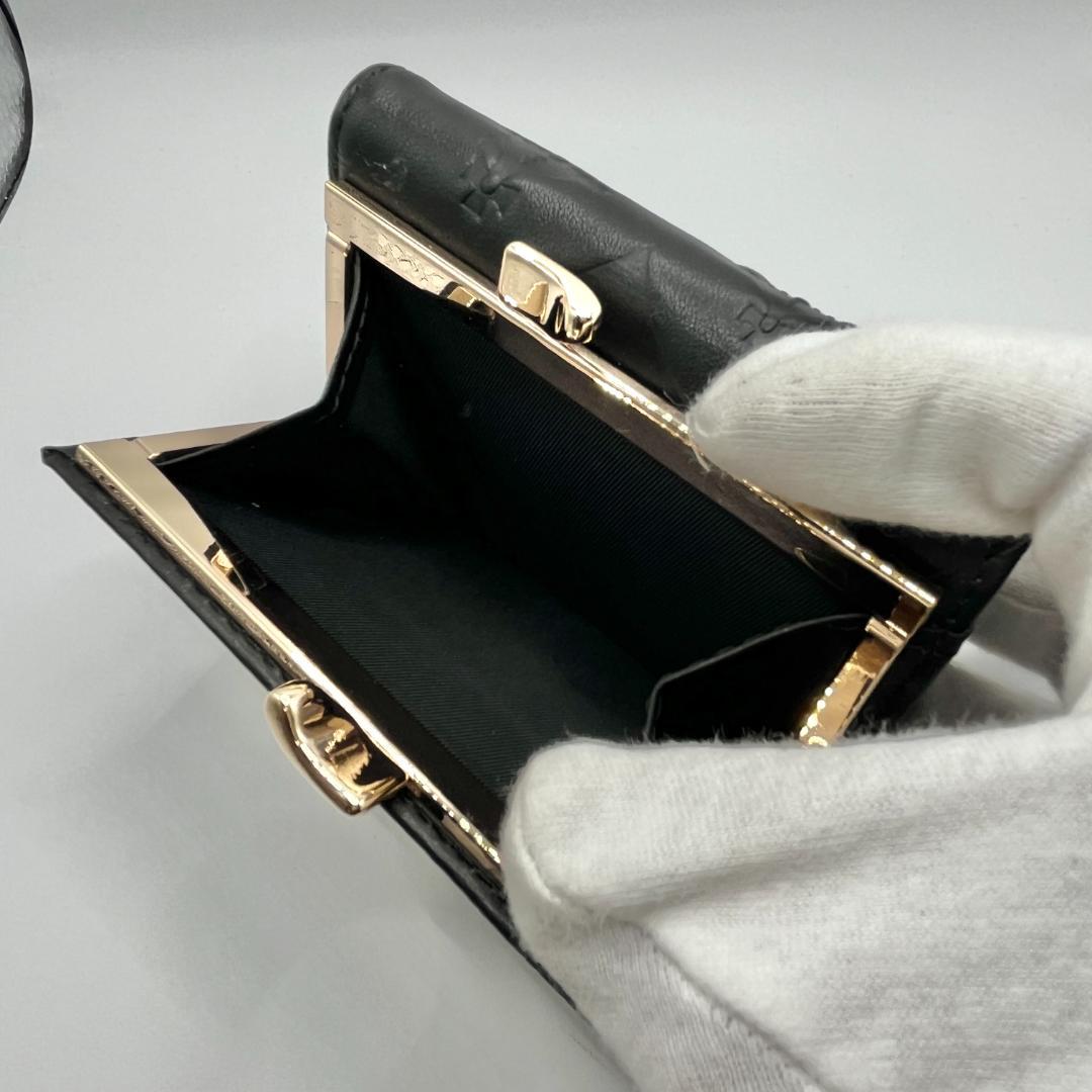 Vivienne Westwood 折財布 定番 型押しマット 折財布 黒 金