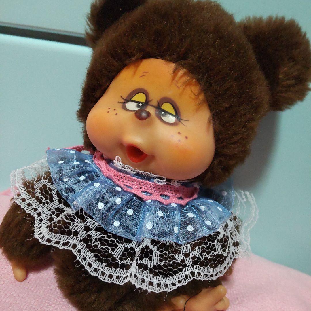昭和レトロ　モンチッチ風人形 くまさんタヌキさん? ソフビ おしゃぶりナカジマ製