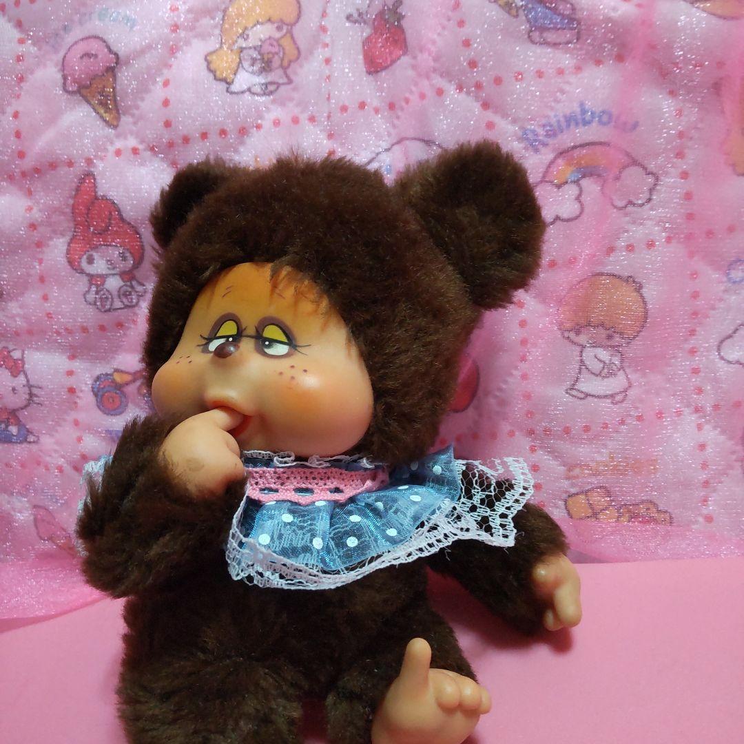 昭和レトロ　モンチッチ風人形 くまさんタヌキさん? ソフビ おしゃぶりナカジマ製
