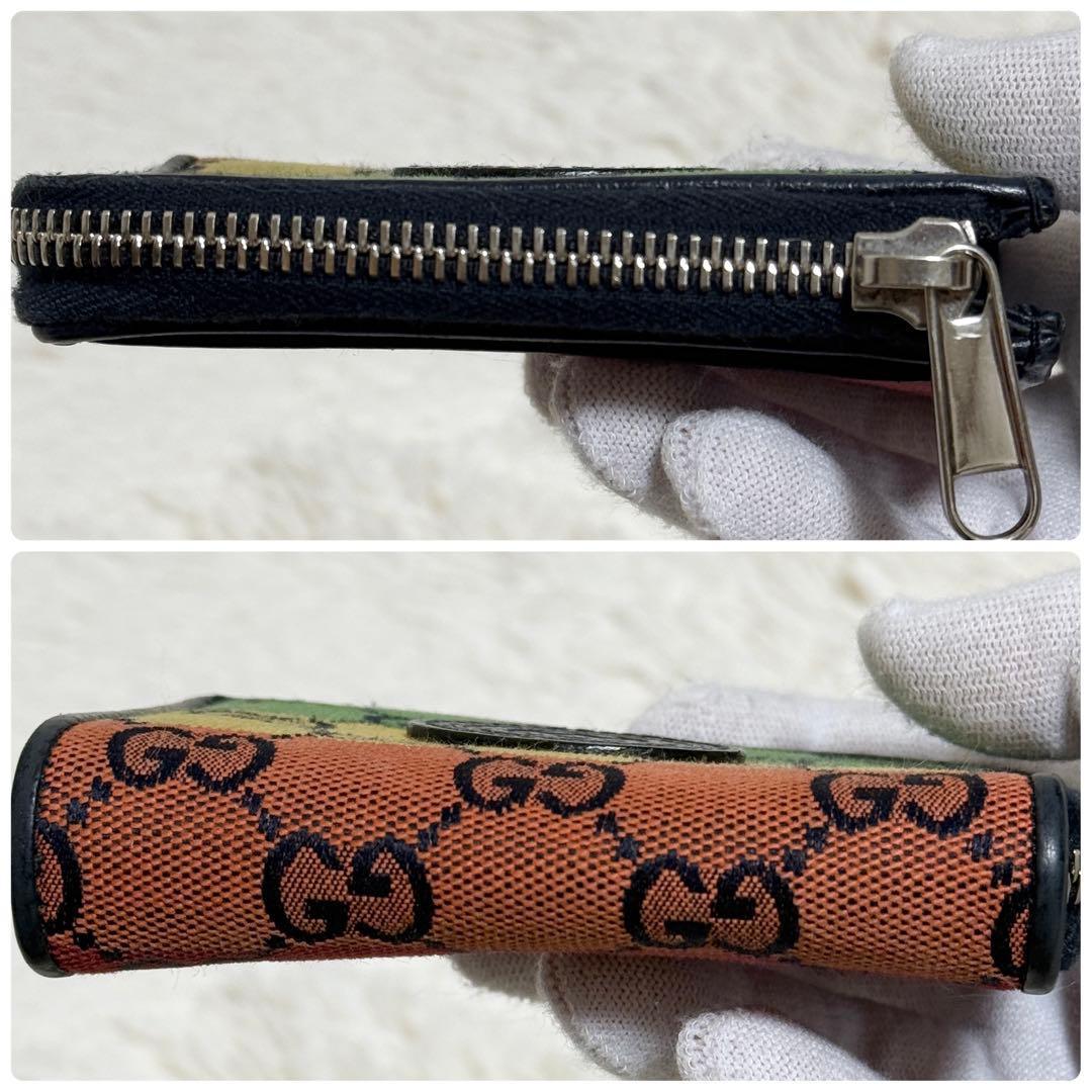GUCCI マルチカラー　L字ファスナー　GGキャンバス　二つ折り財布