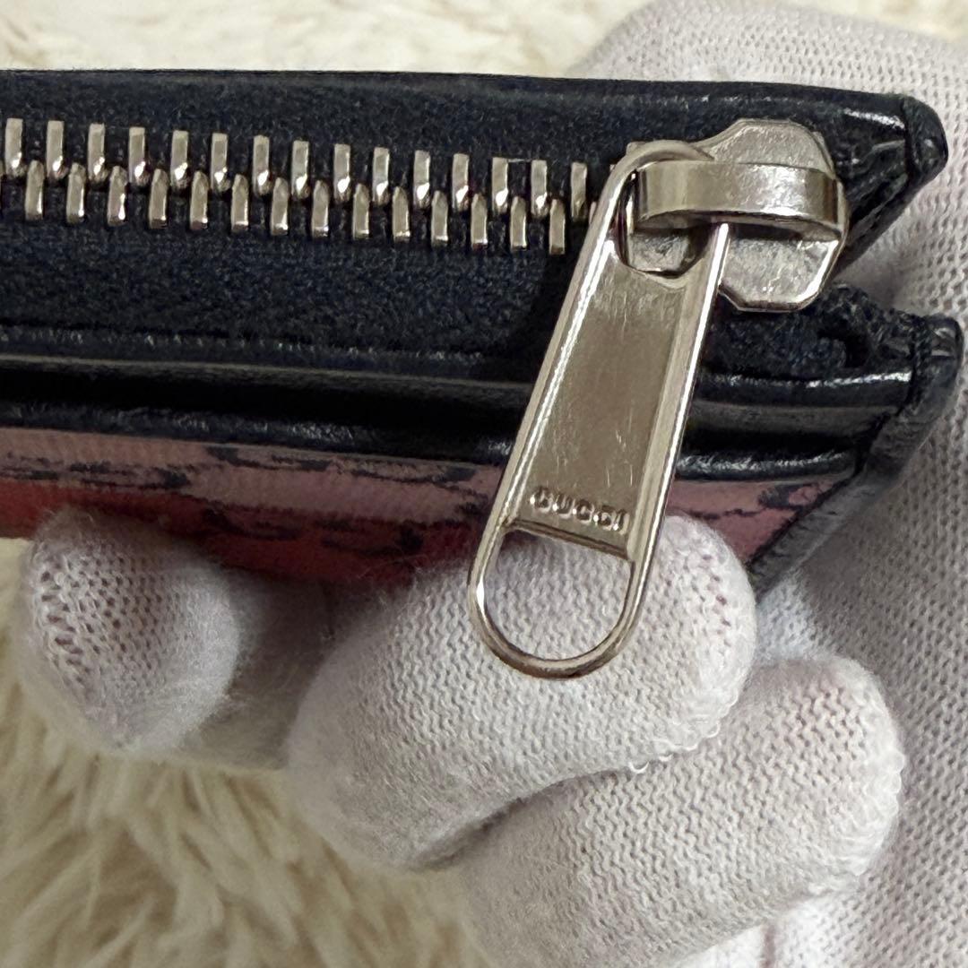 GUCCI マルチカラー　L字ファスナー　GGキャンバス　二つ折り財布