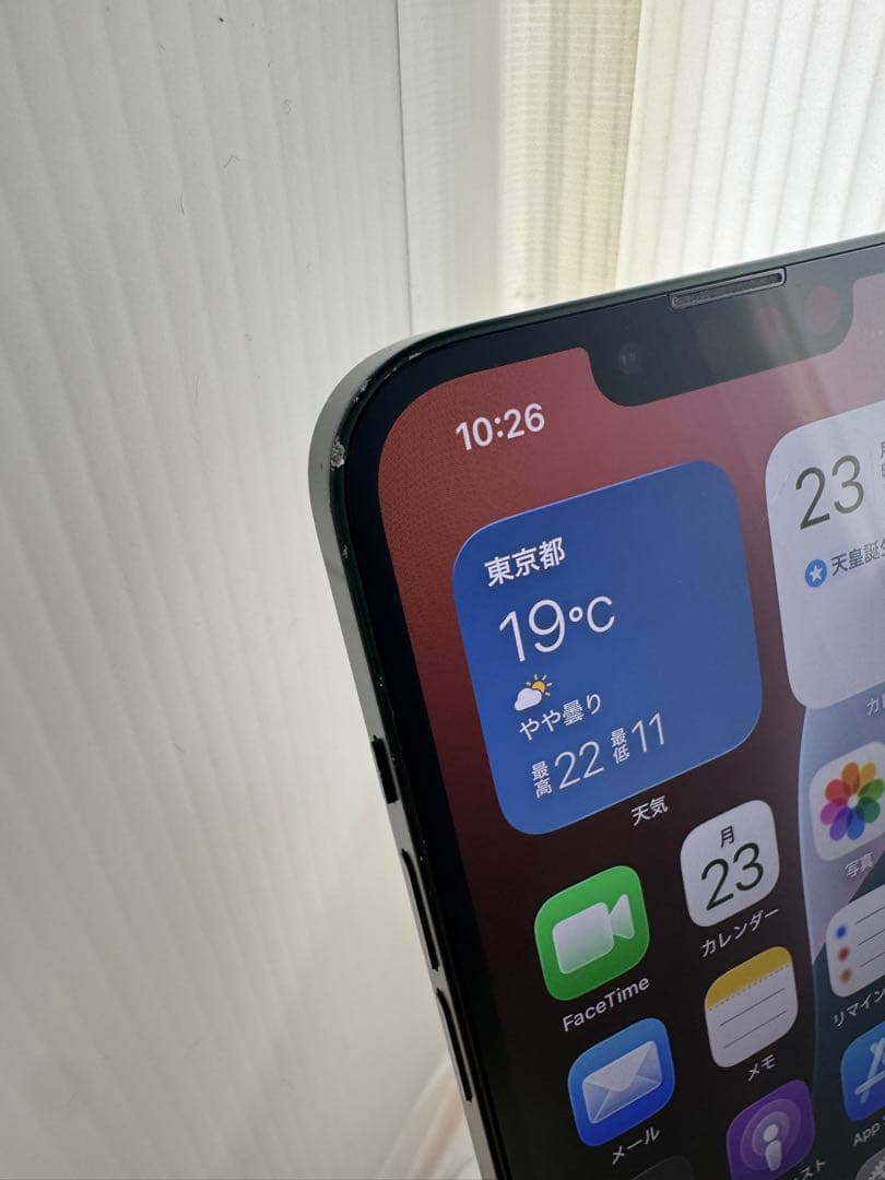 iPhone 13 128GB グリーン BT100%純正液晶 背面左下割れ有り