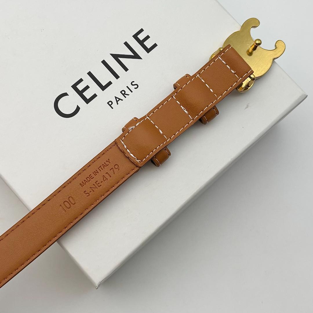Celine セリーヌ ベルト トリオンフ金具 レザー ブラウン 100