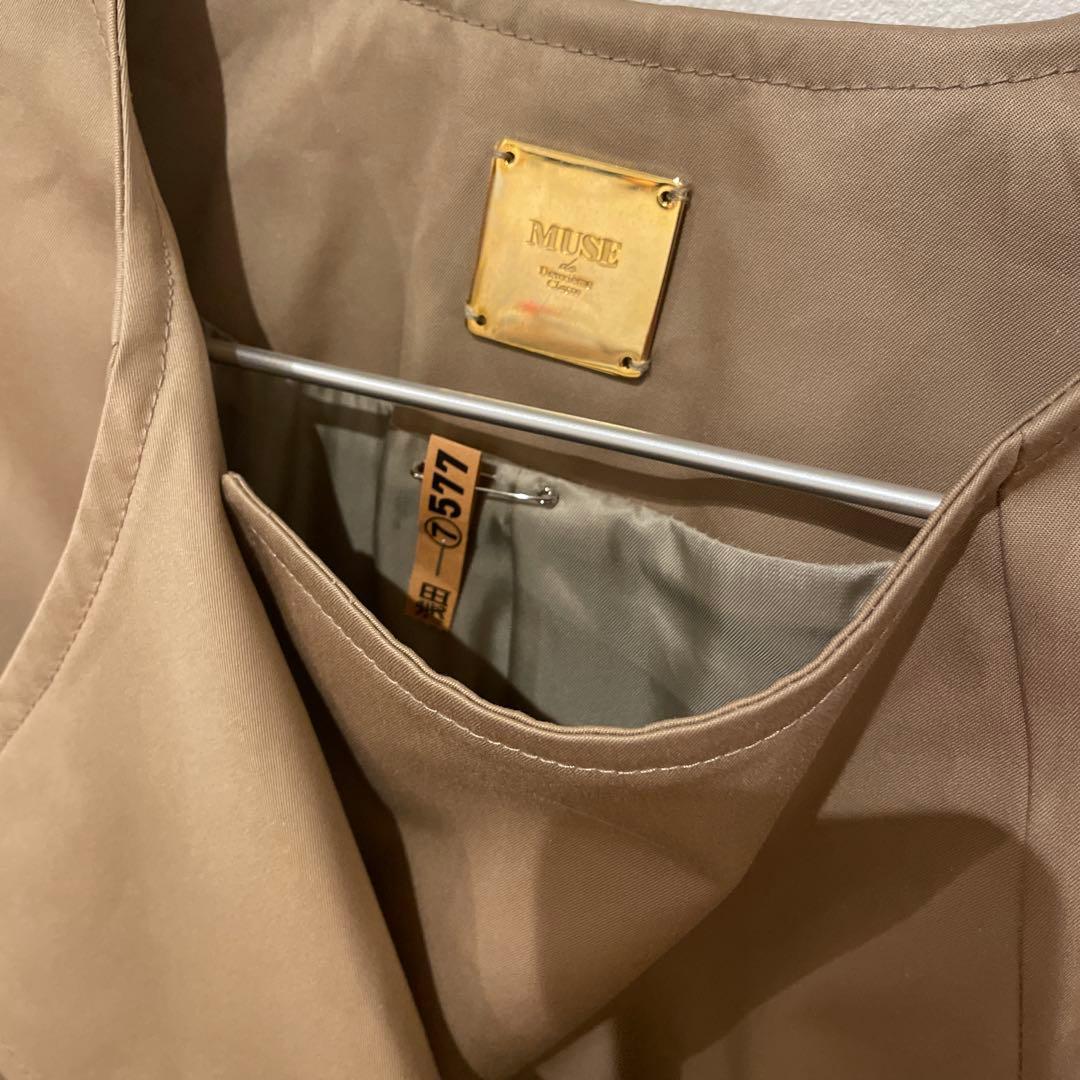 Deuxieme Classe ノーカラートレンチコート　ベージュ