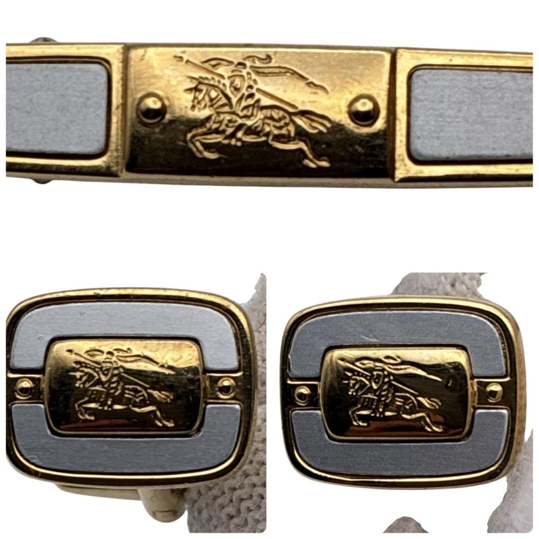 美品✨BURBERRY バーバリー カフス ネクタイピン セット ロゴ ゴールド
