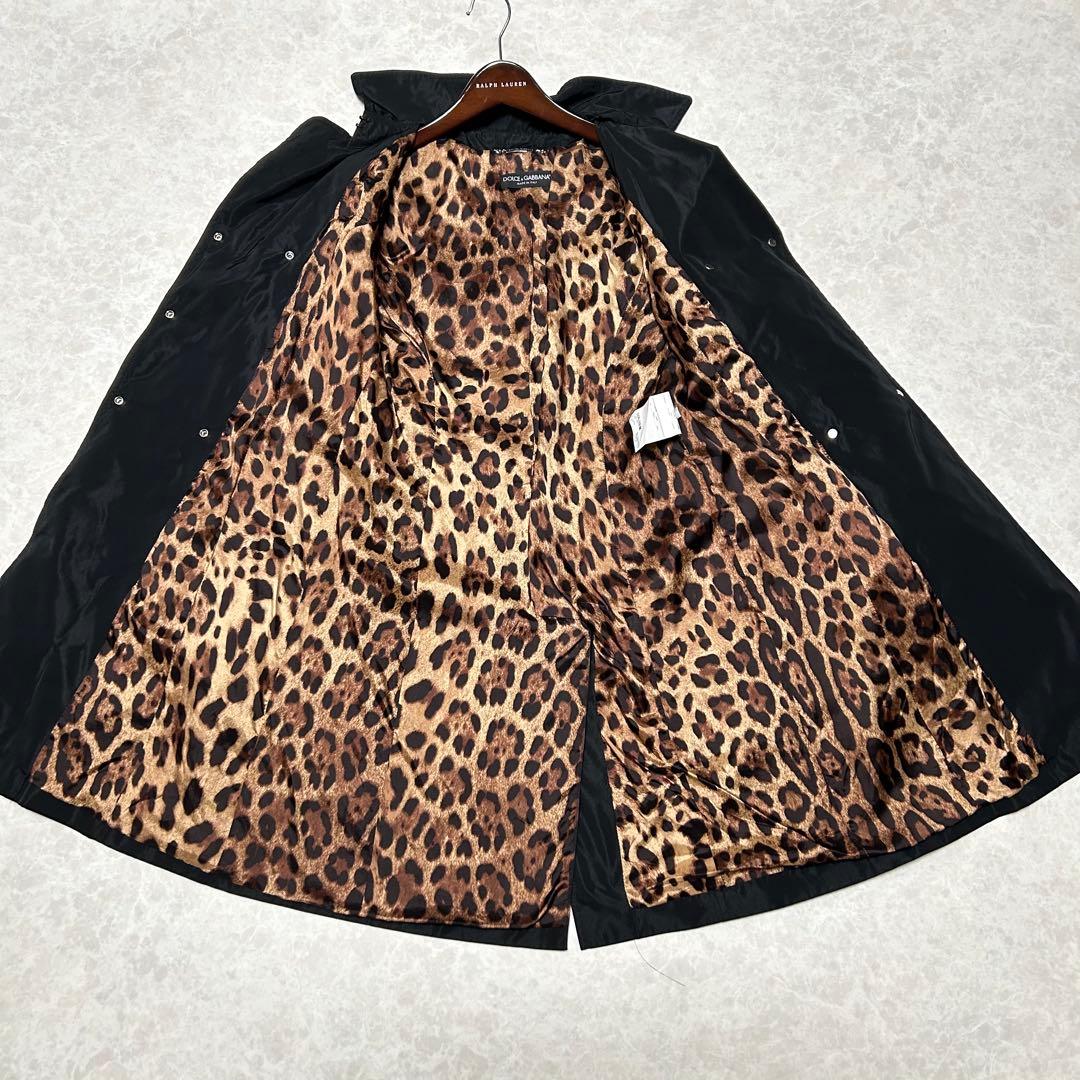 美品 ドルチェ&ガッバーナ レオパード裏地 トレンチコート ブラック ベルト付