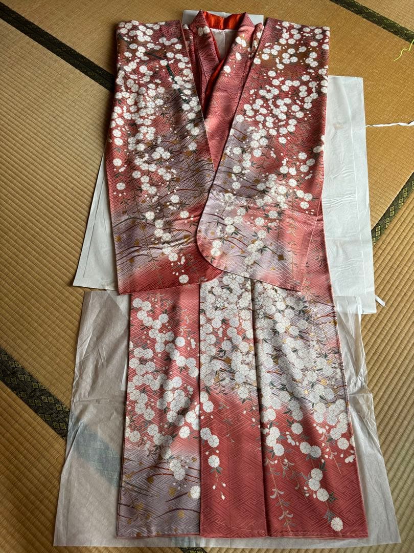 鈴乃屋　しだれ桜振袖袋帯セット　丸洗い済み
