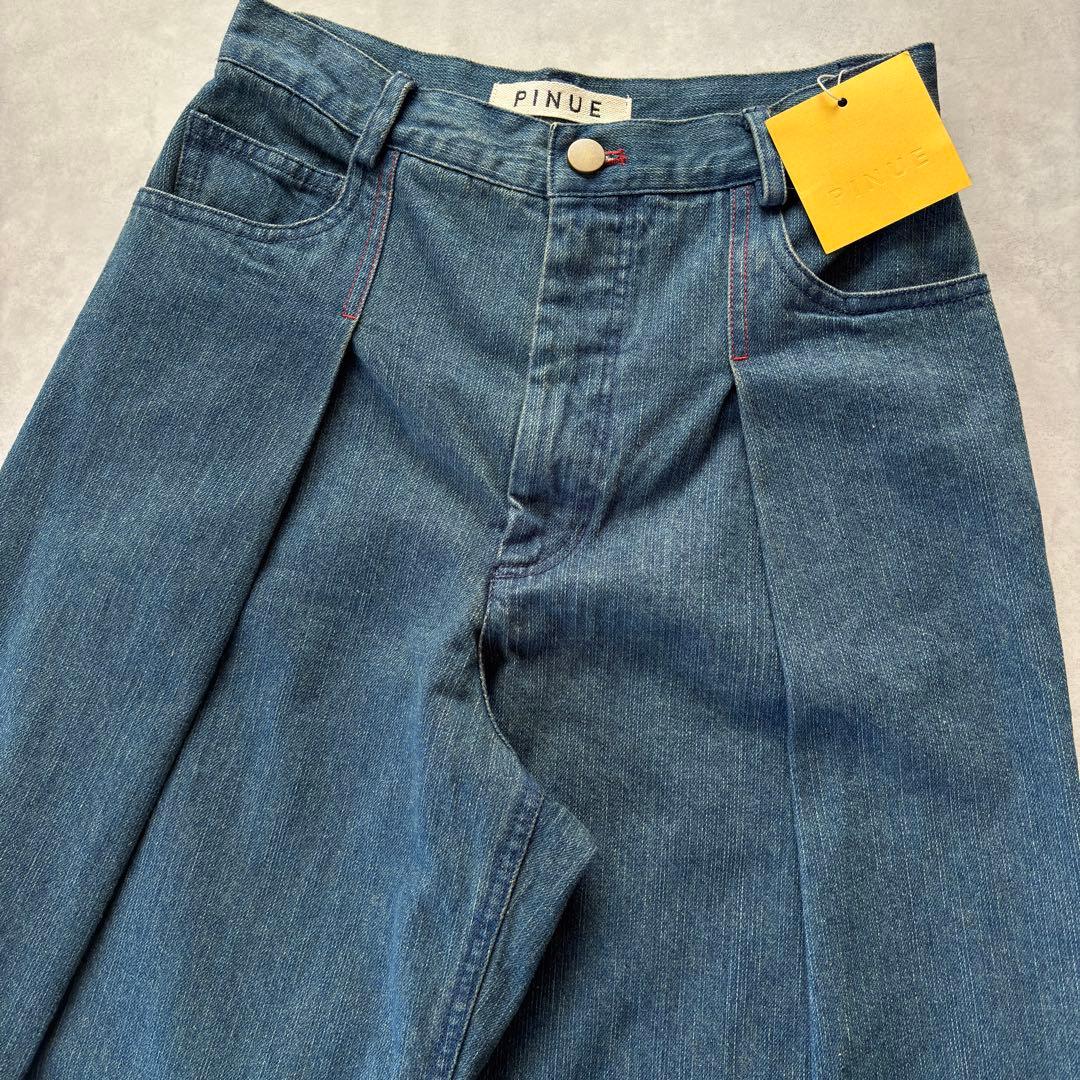 未使用✨PINUE ピヌエ タック ワイド デニム パンツ ジーンズ M