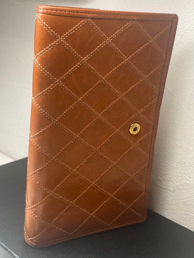 【極美品】シャネル　ココマーク　ラムスキン　折り財布 茶色
